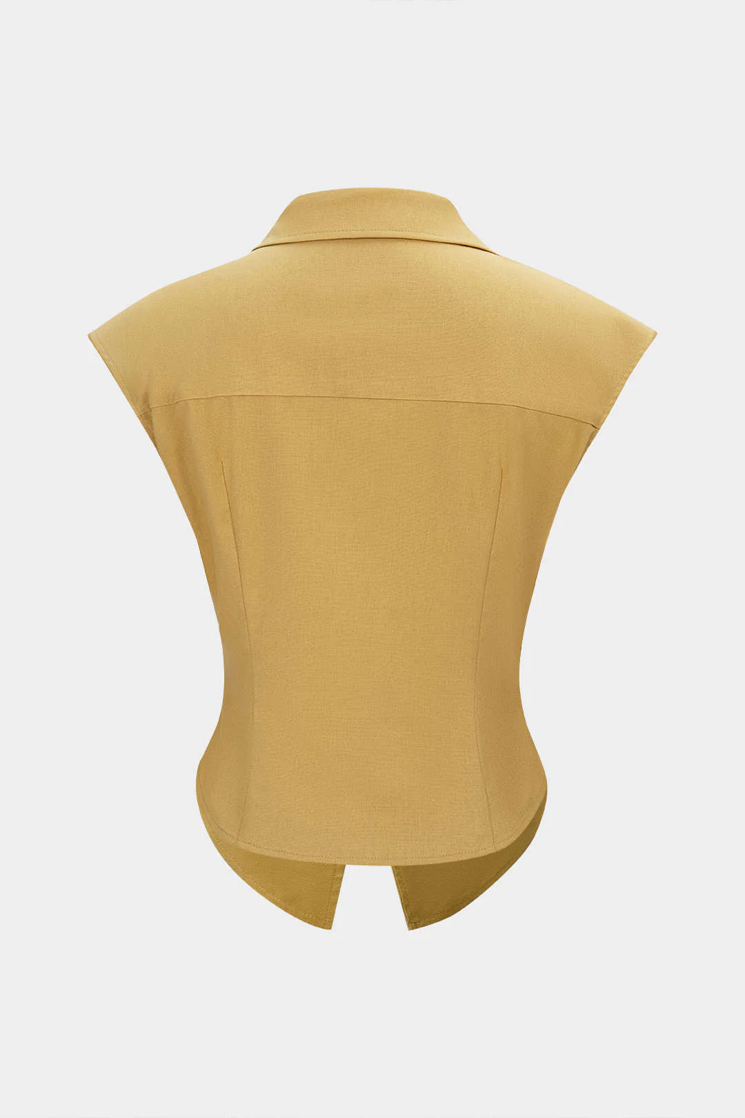 Linen Lapel Cut Out Button Tank Top - Weenar
