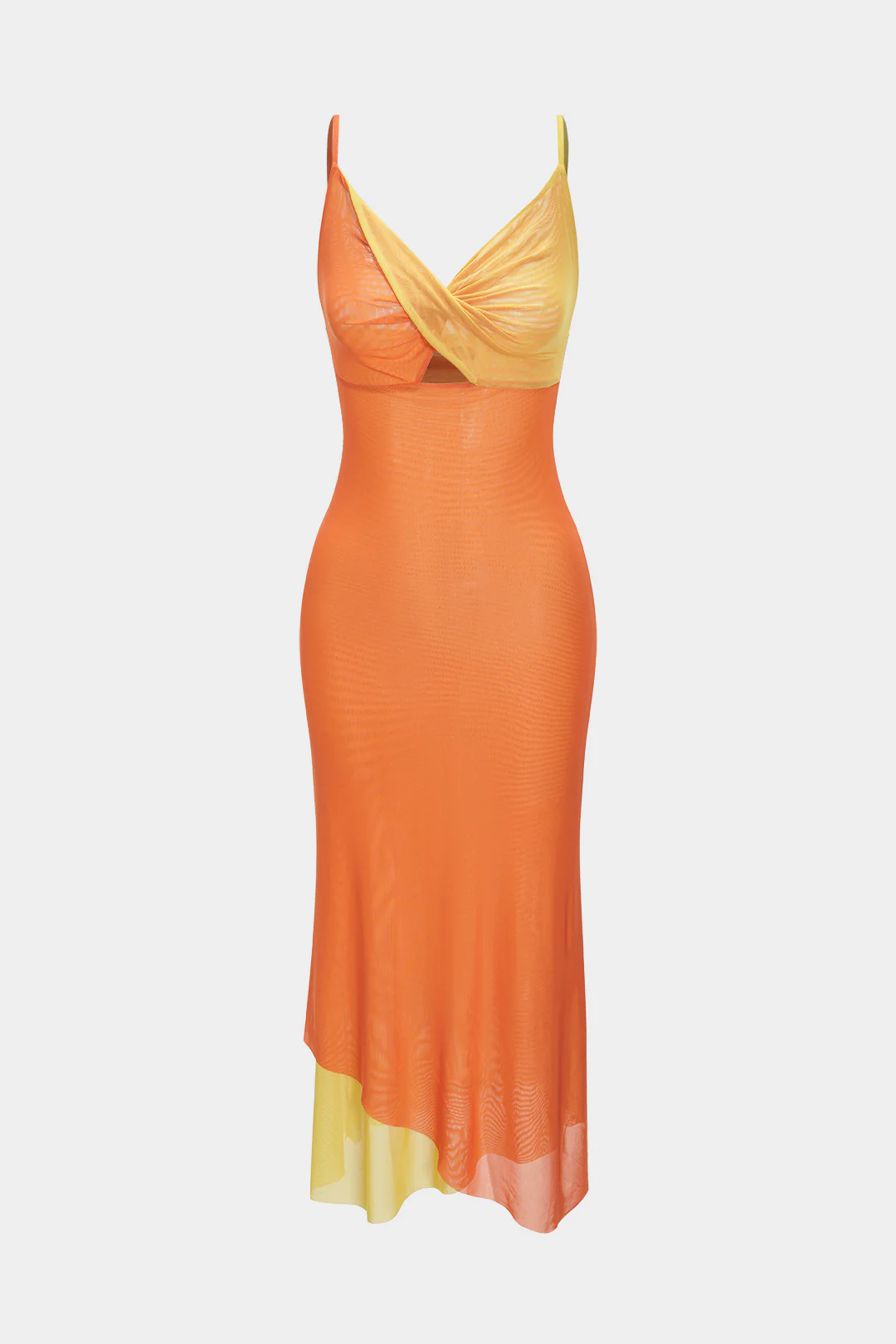Mesh Patchwork Slip Sleeveless Twist Knot Maxi Dress - Weenar