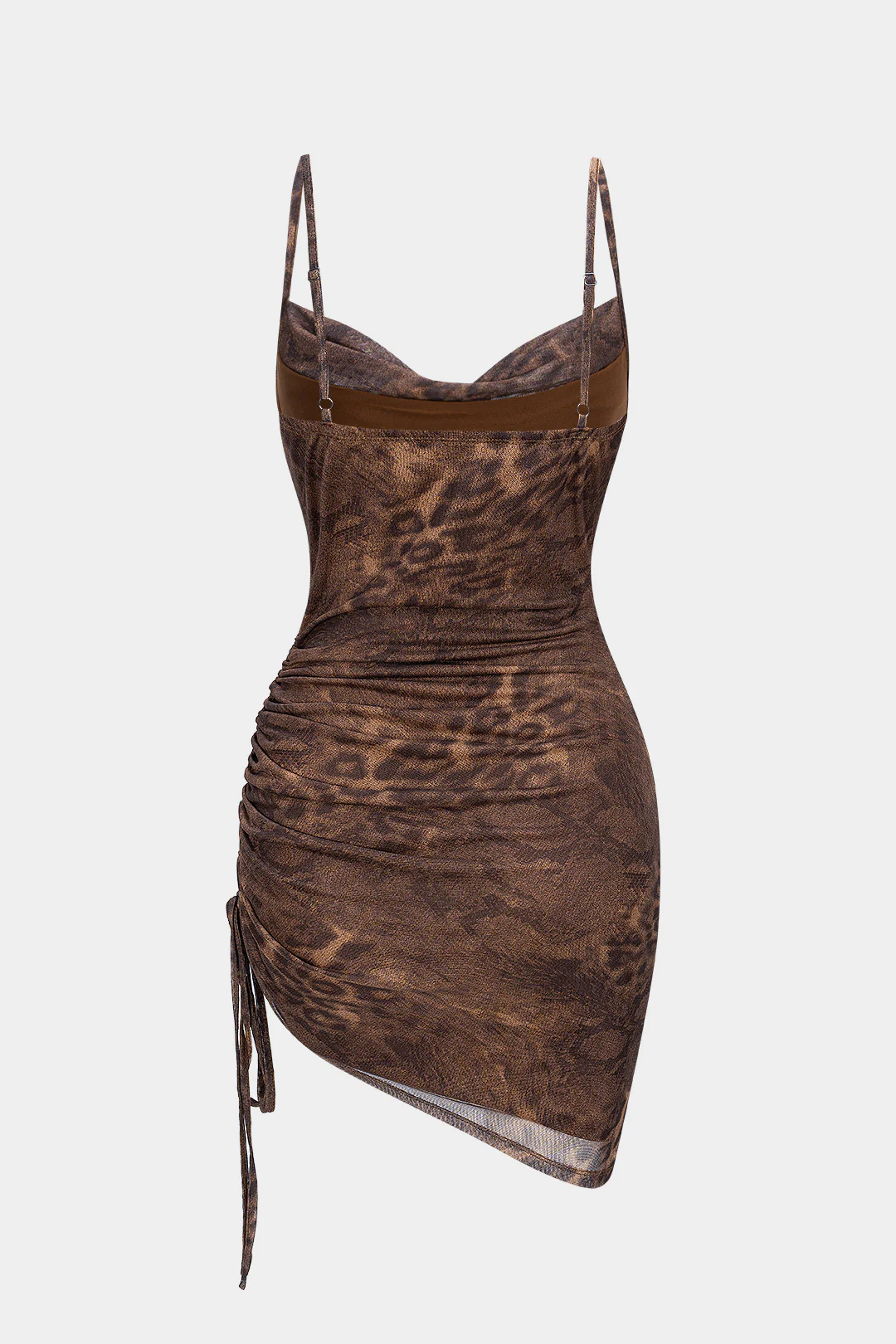Mesh Ruched Drawstring Slip Sleeveless Mini Dress - Weenar