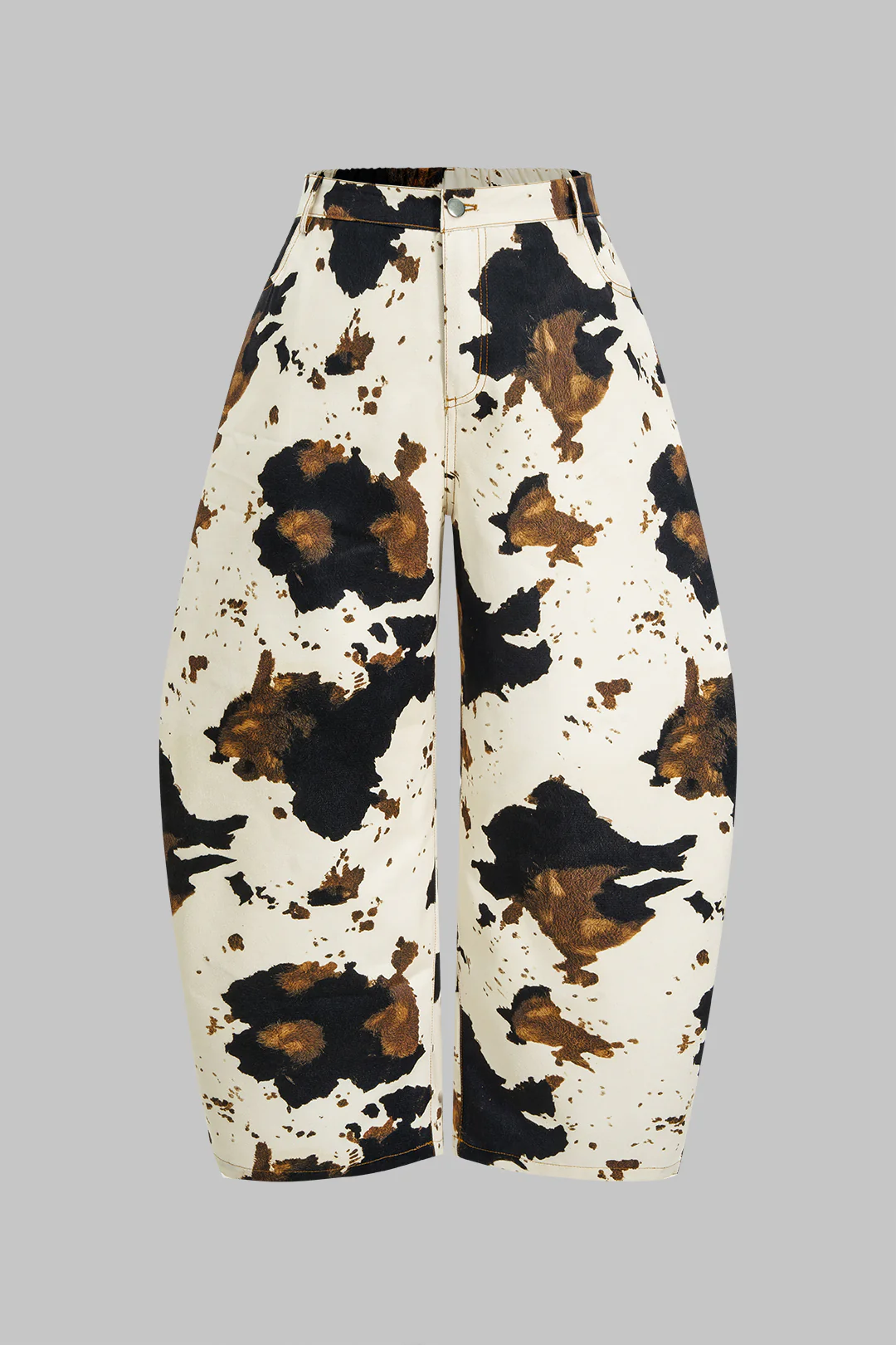 Plus Size Splatter Contrast Print Button Wide Leg Pants - Weenar