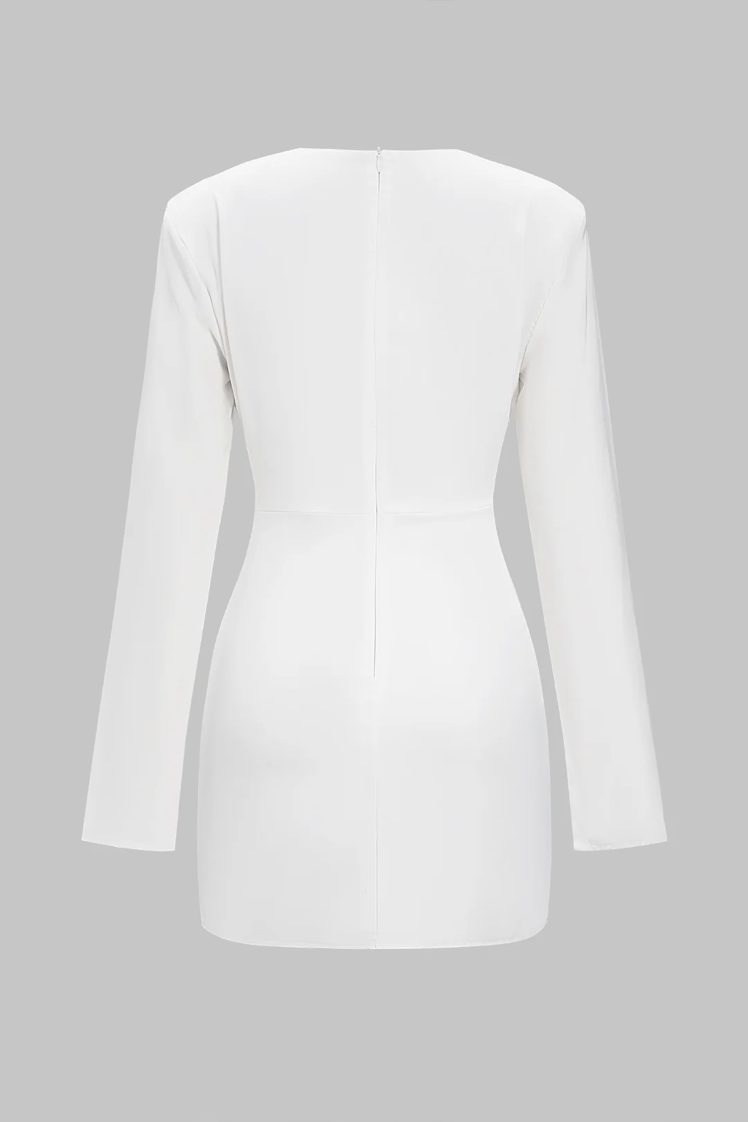 Pleated High Waist Shoulder Pads Long Sleeve Mini Dress - Weenar
