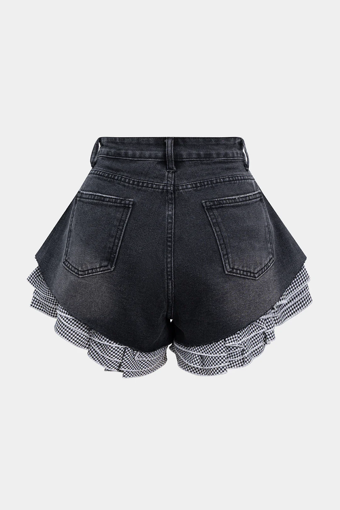 Denim Patchwork Irregular Hem Jorts - Weenar