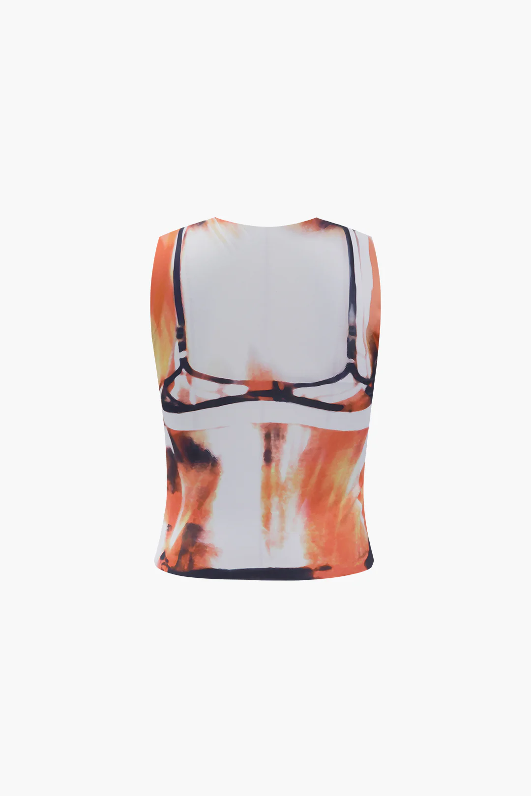 Contrast Print Round Neck Tank Top - Weenar