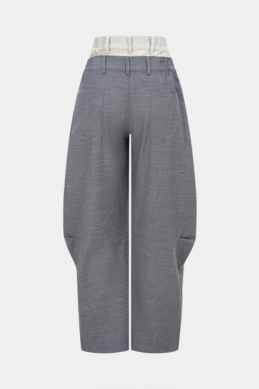 Plaid Contrast Print Double Waistband Pants - Weenar