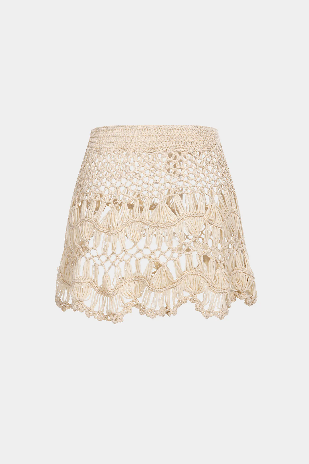 Knit Solid Tie Front Hollow Out Skirt - Weenar