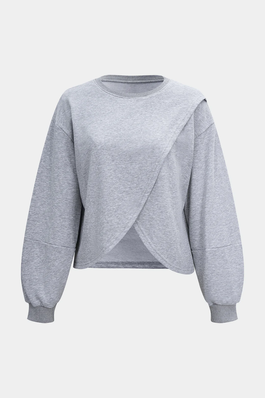 Solid Round Neck Crossed Sweatshirt - Weenar