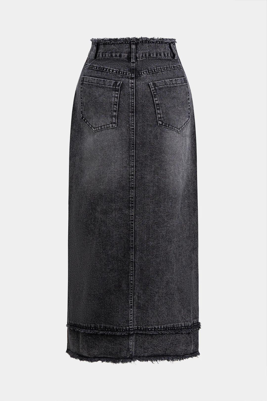 Denim Rhinestone Frayed Skirt - Weenar