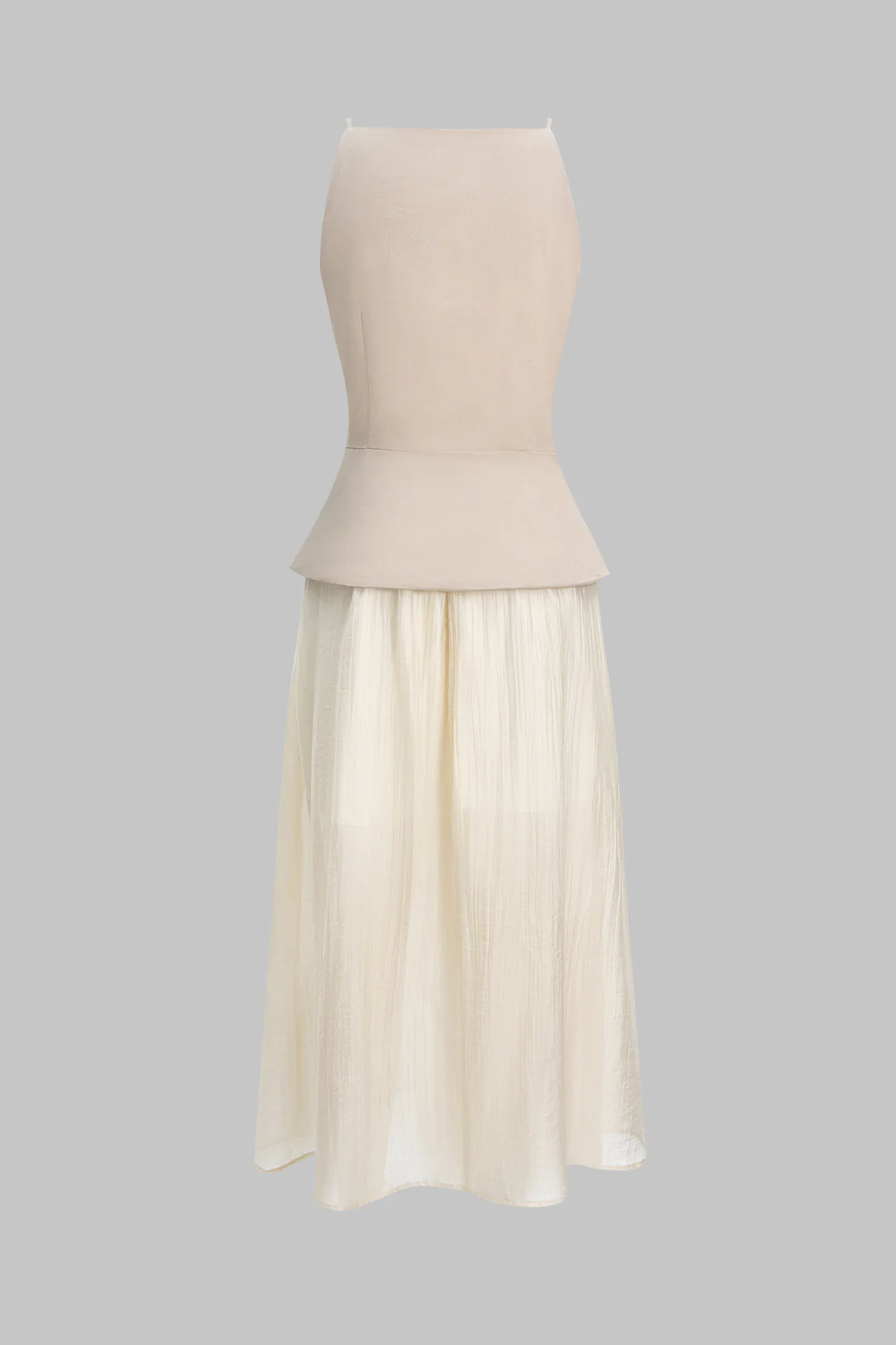Fake Pocket Patchwork Button Ruched Sleeveless Maxi Dress - Weenar