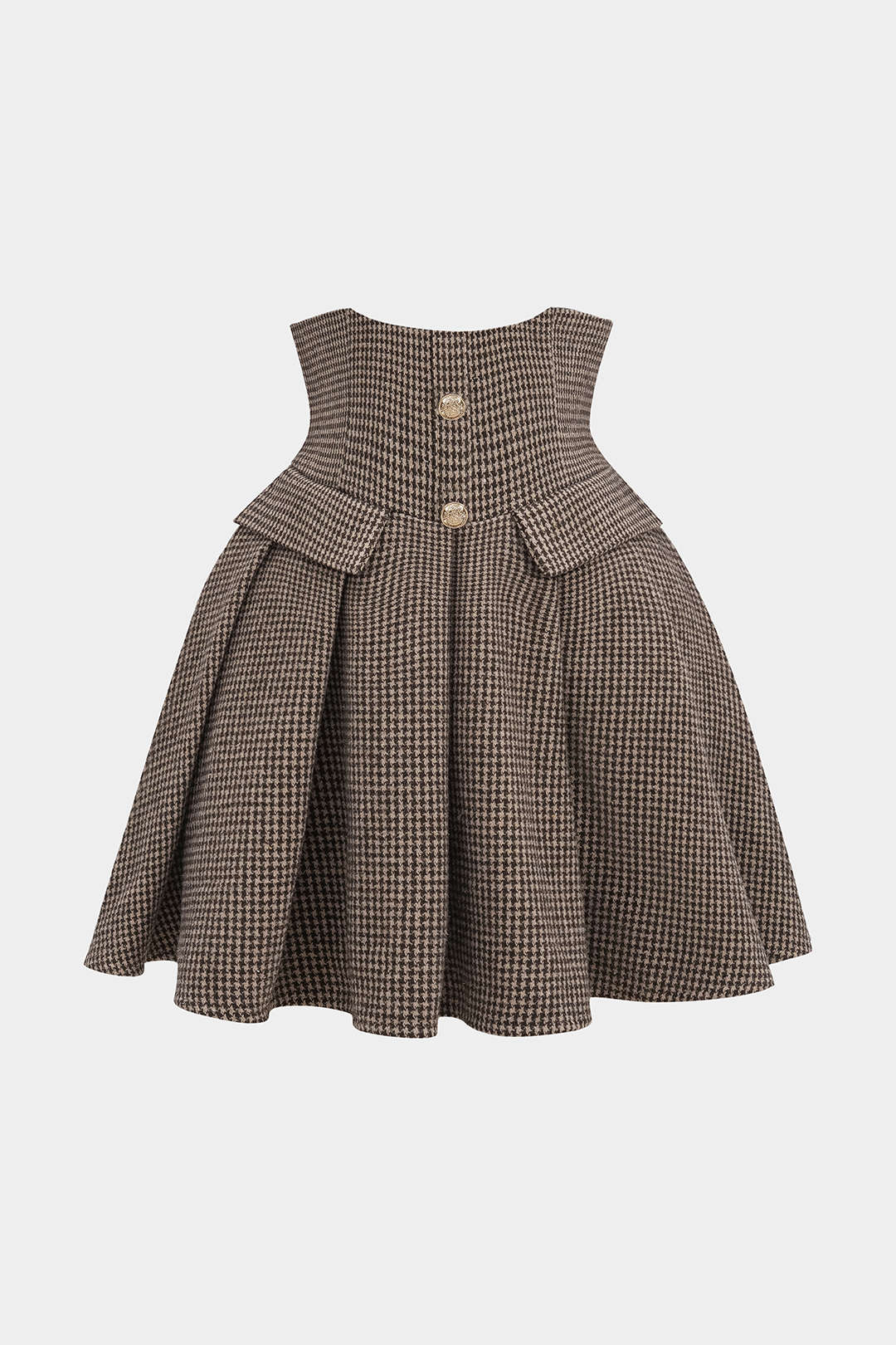 Houndstooth Print Pleated Mini Skirt - Weenar