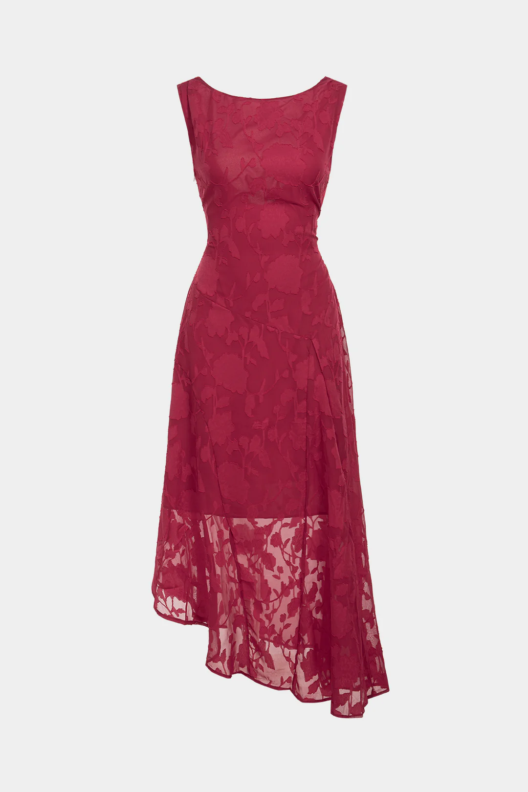 Jacquard Patchwork Lace Round Neck Backless Tie Back Sleeveless Maxi Dress - Weenar