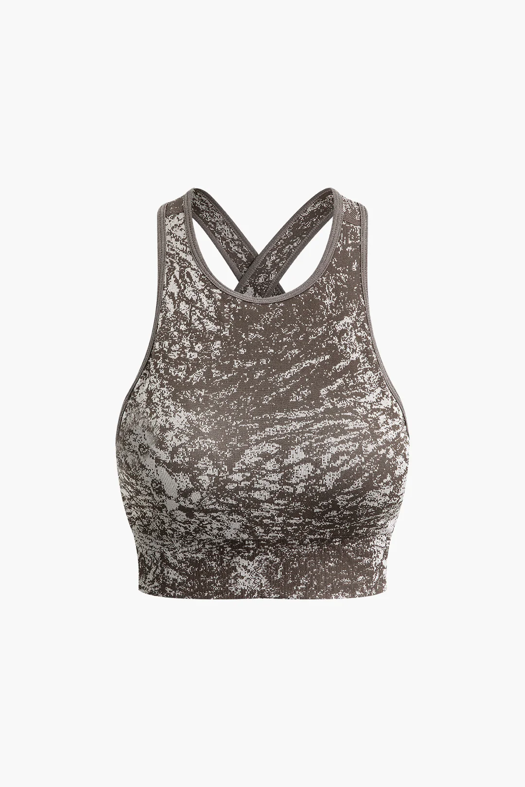 Abstract Print Crossed Cut Out Sports Bra - Weenar