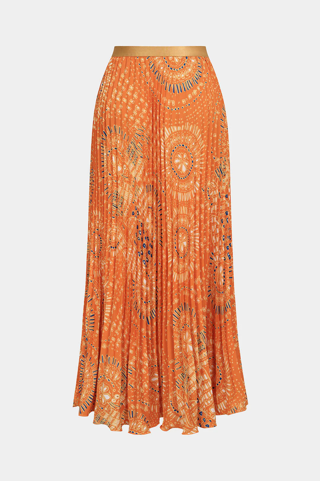Retro Print Pleated High Waist Skirt - Weenar