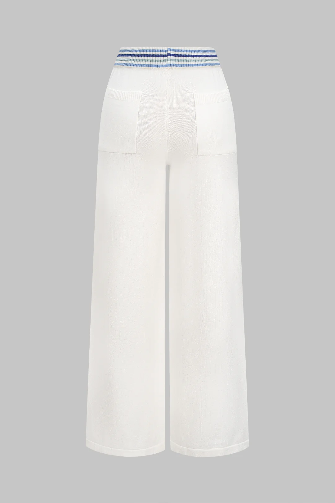 Knit Button Contrast Wide Leg Pants - Weenar
