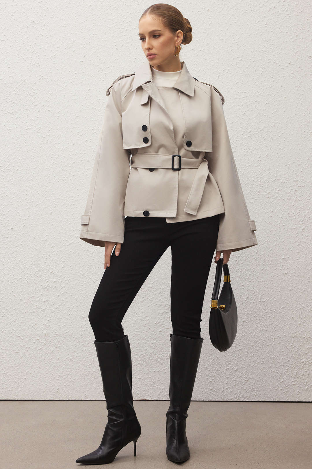 Lapel Button Belted Coat - Weenar