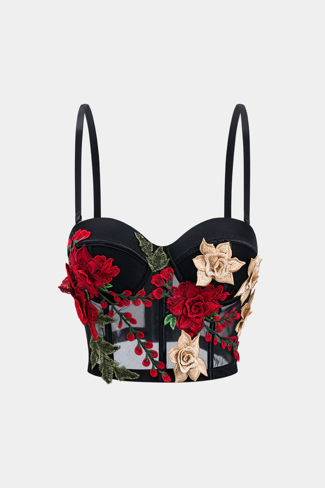 Mesh Sheer Slip Appliques Bustier Cami Top - Weenar