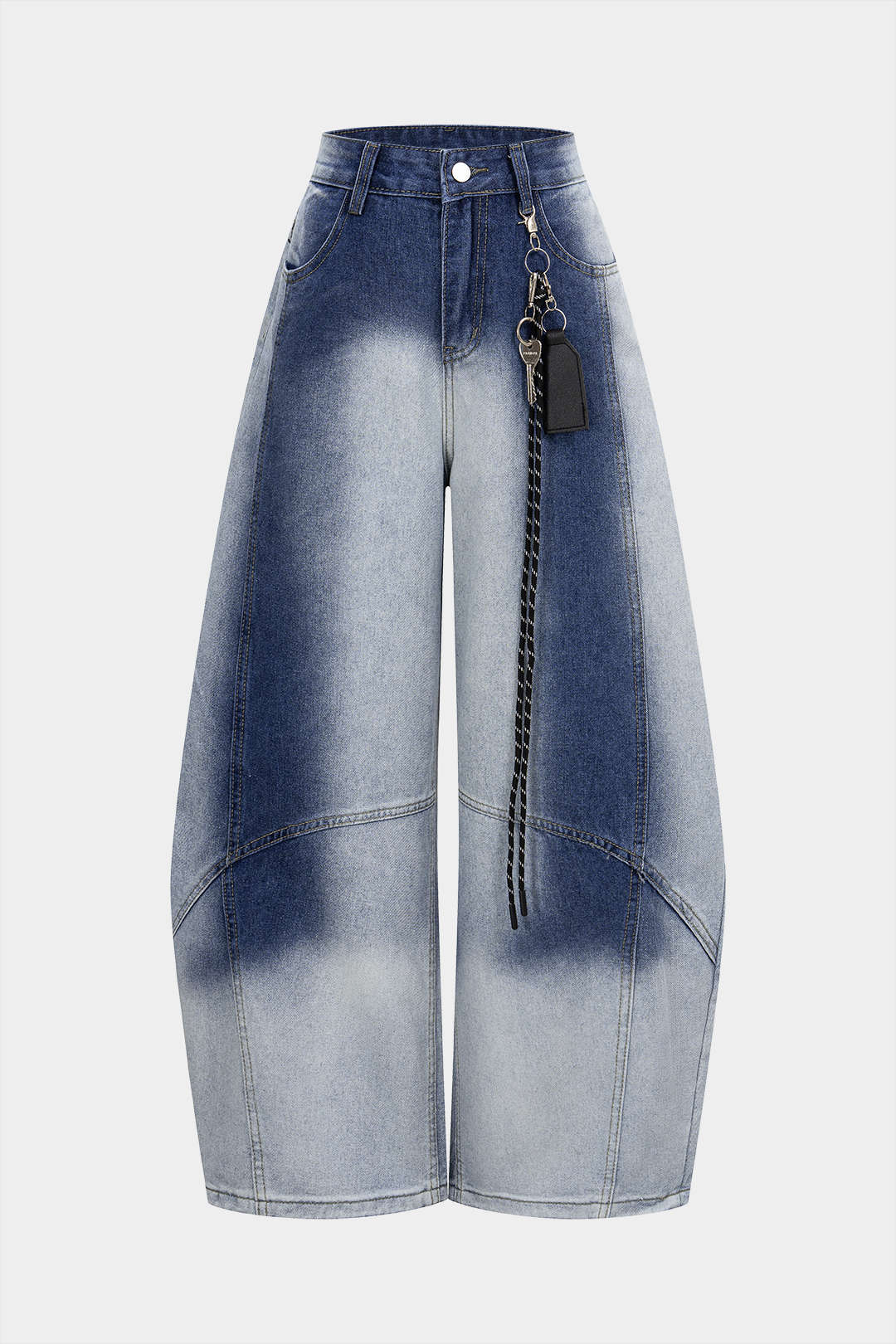 Denim Contrast Washed Wide Leg Jeans - Weenar