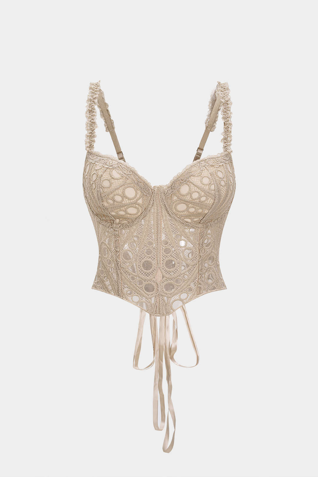 Lace Trim Bustier Corset Tie-Back Cami Top - Weenar