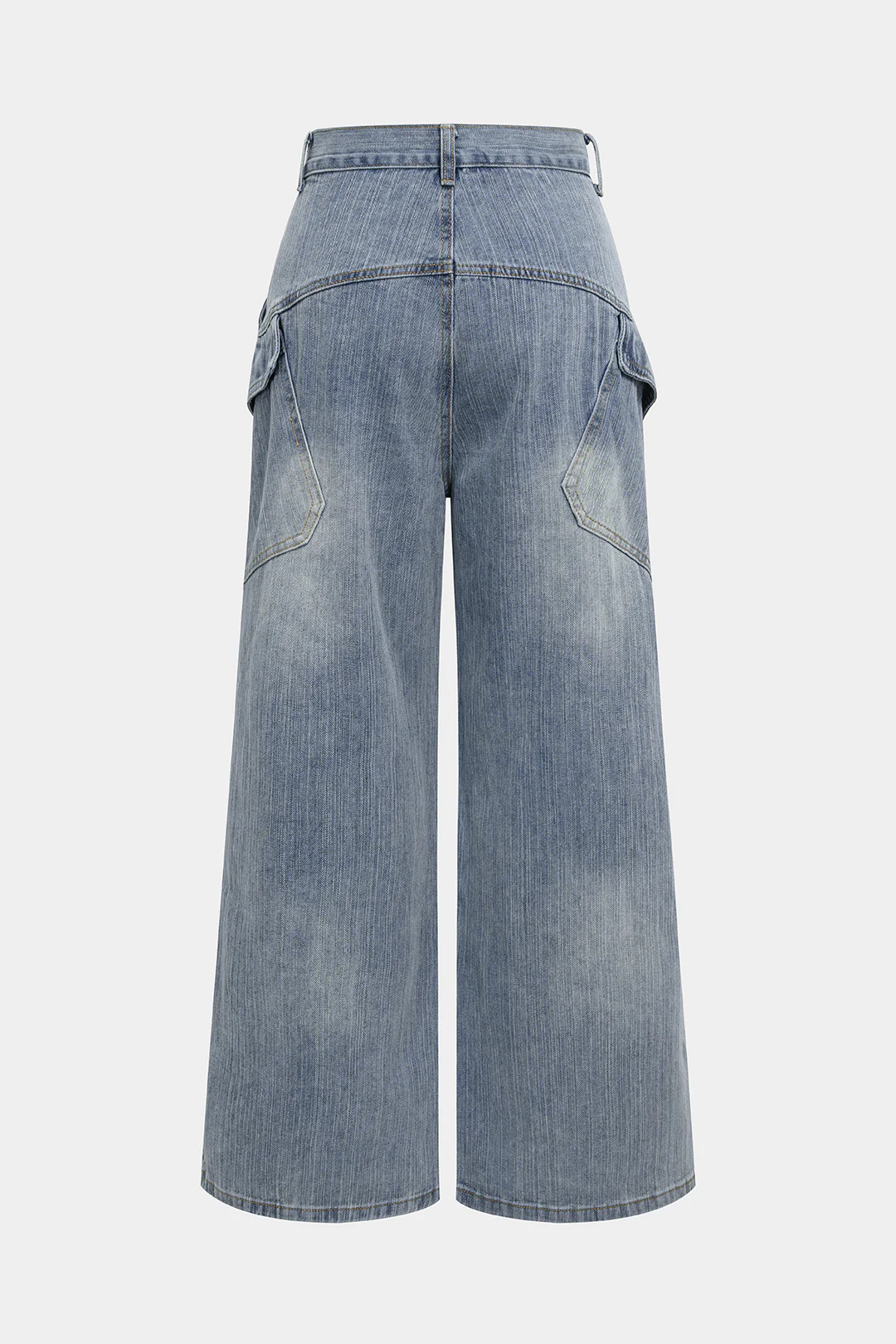 Denim Pocket Wide Leg Jeans - Weenar