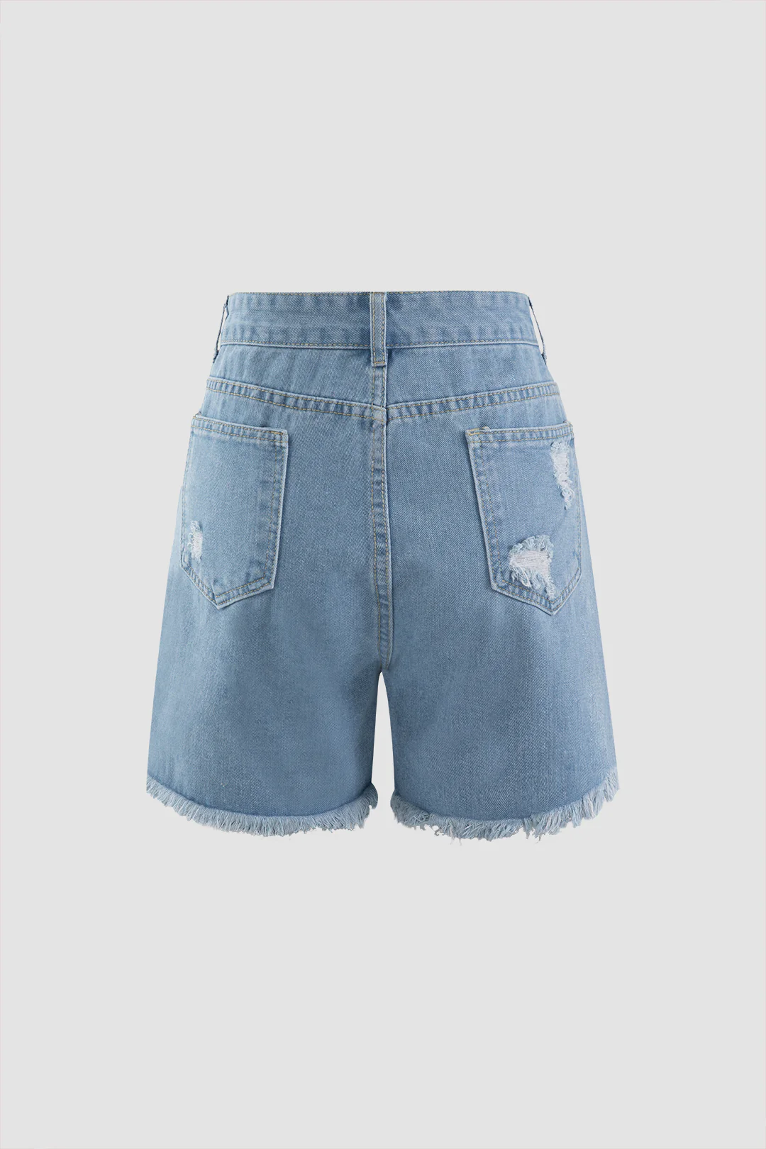 Denim Fringe Ripped Shorts - Weenar