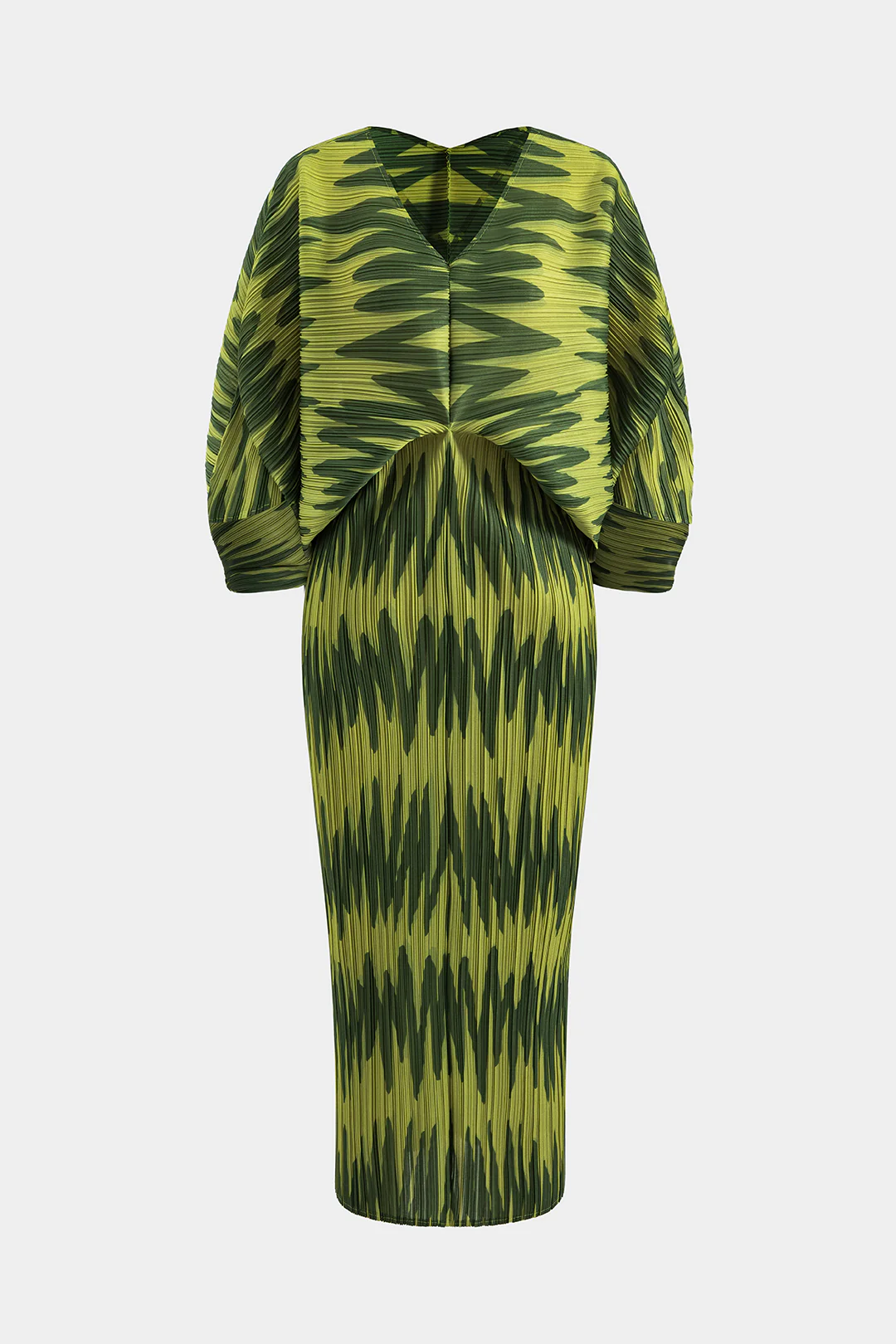 Stripes Print Ruched Batwing Sleeve Maxi Dress - Weenar