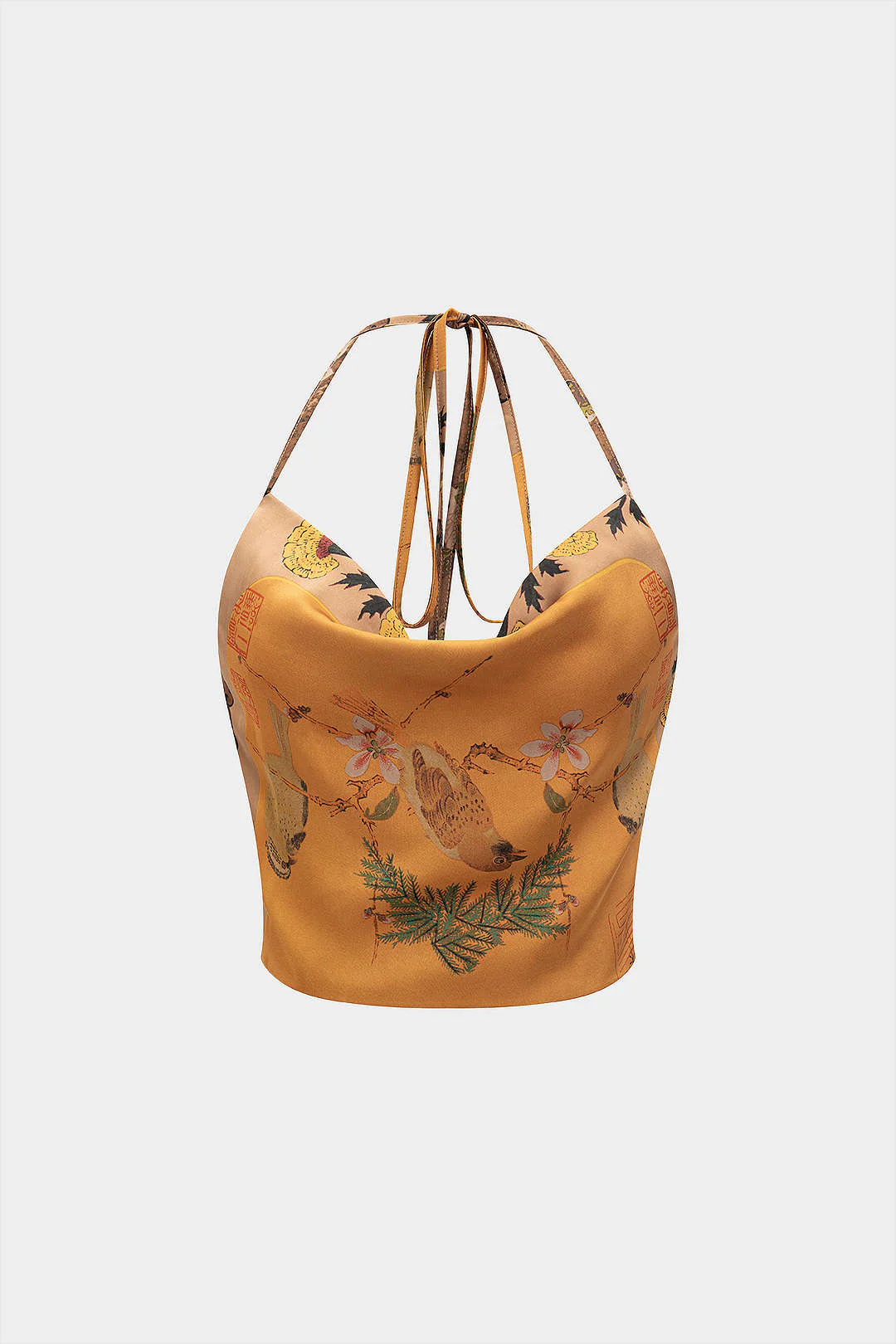 Floral Print Halter Neck Backless Cami Top - Weenar