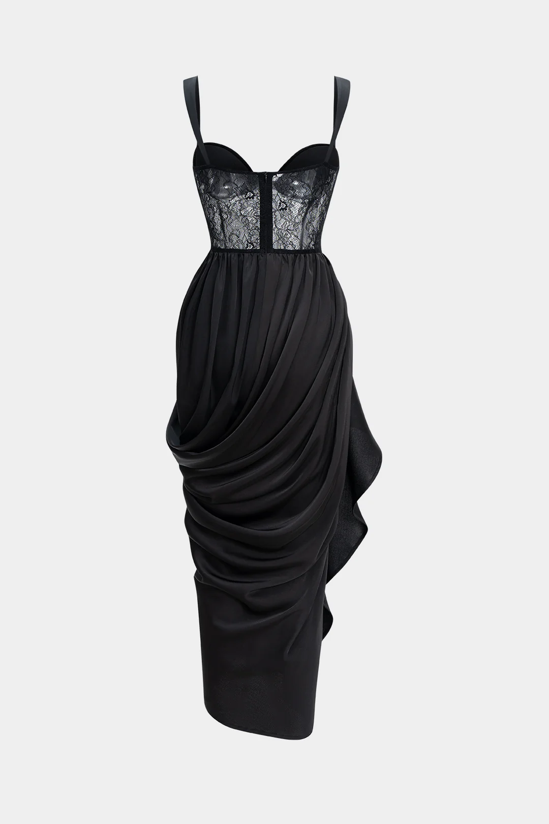 Satin Patchwork Ruched Asymmetrical Sleeveless Maxi Dress - Weenar