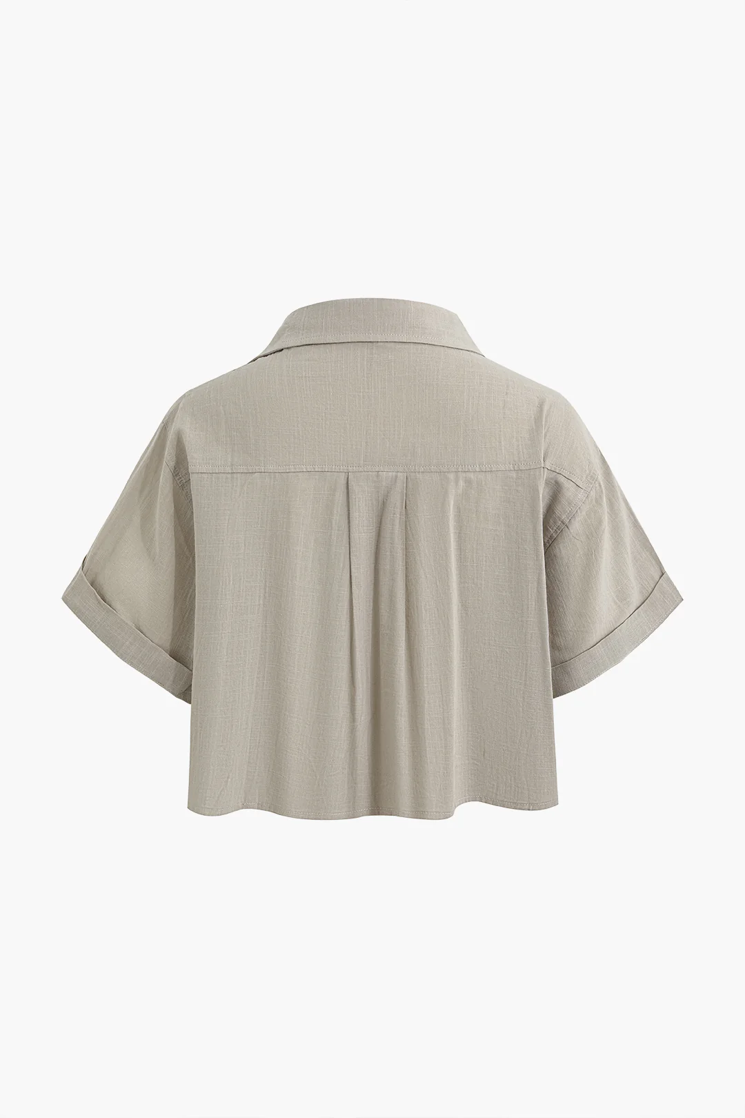 Solid Button Short-Sleeve Shirt - Weenar
