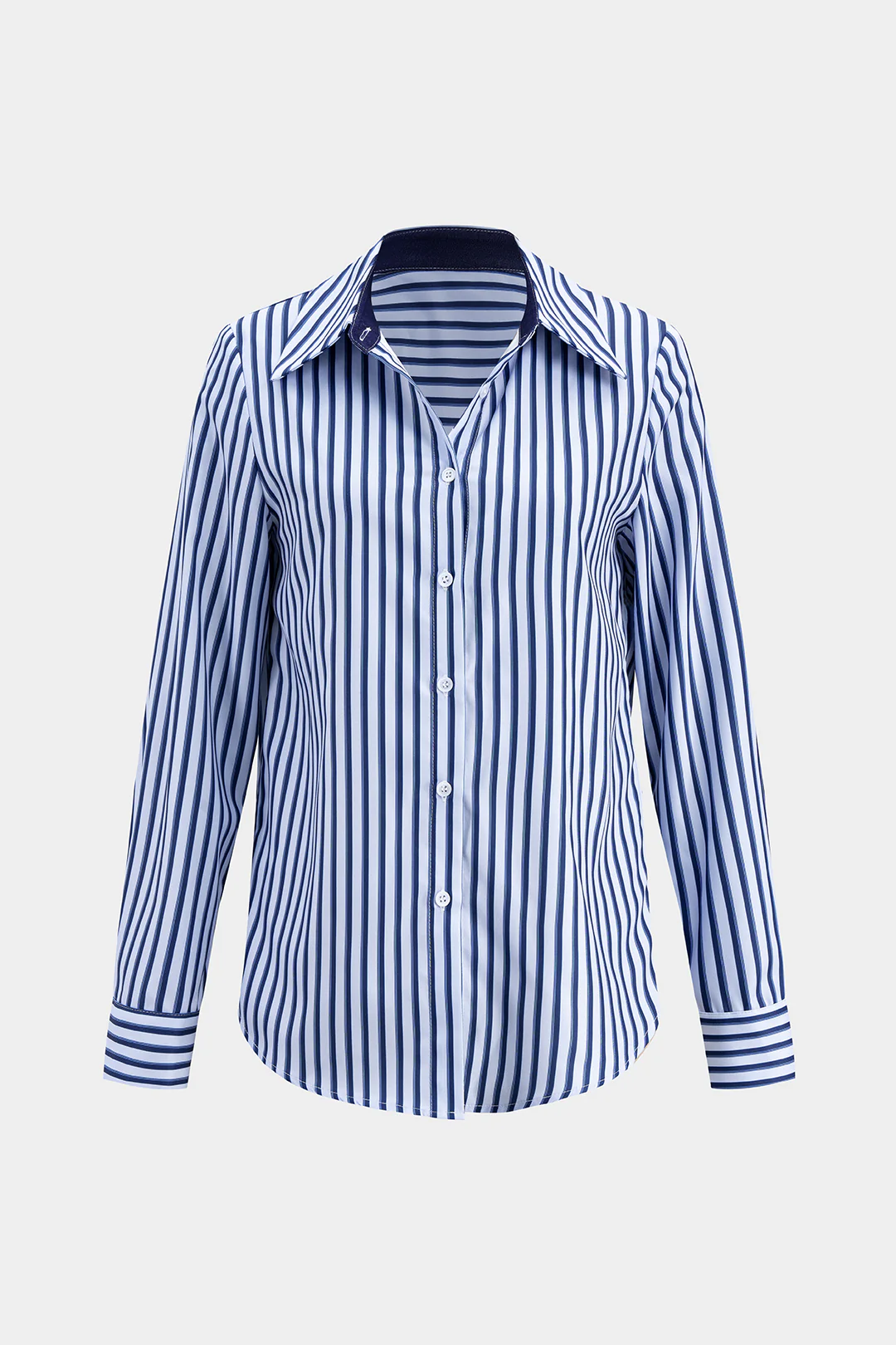 Stripes Print Button Long-Sleeve Shirt - Weenar