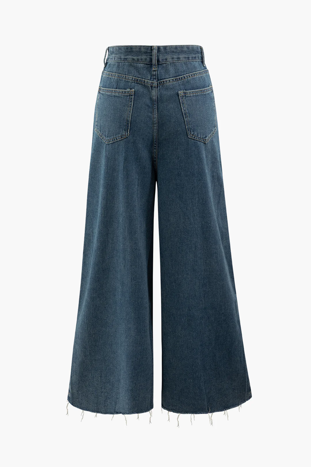 Denim Frayed Pocket High-Waisted Jeans - Weenar