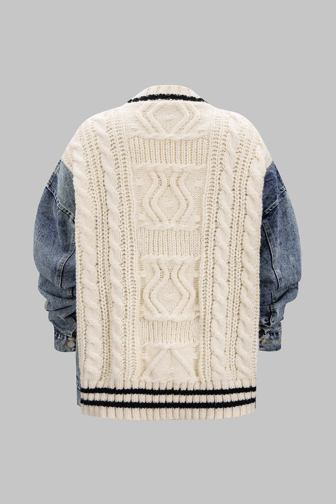 Denim Patchwork Knit Outerwear - Weenar