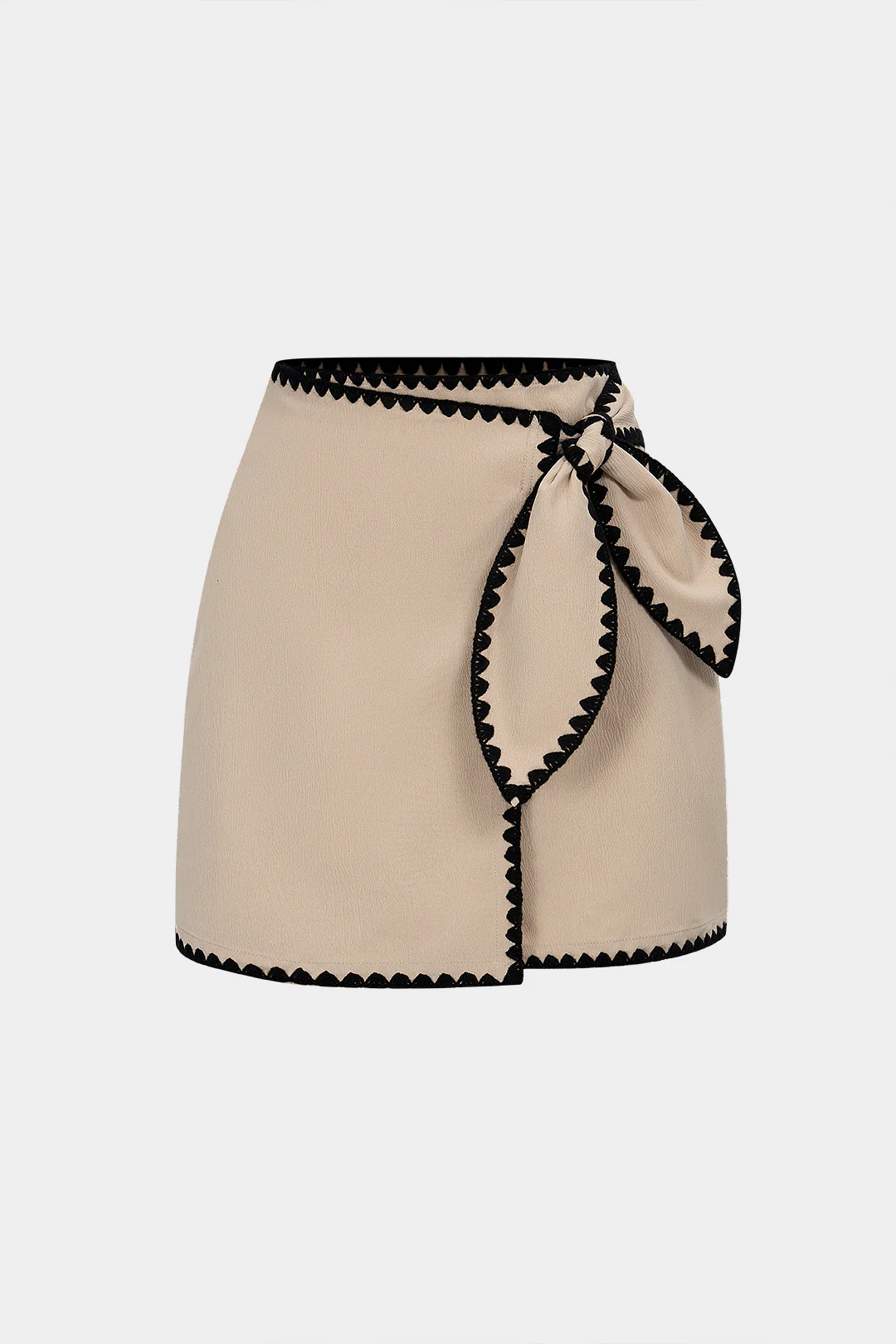 Contrast Binding Asymmetrical Knotted Skirt - Weenar