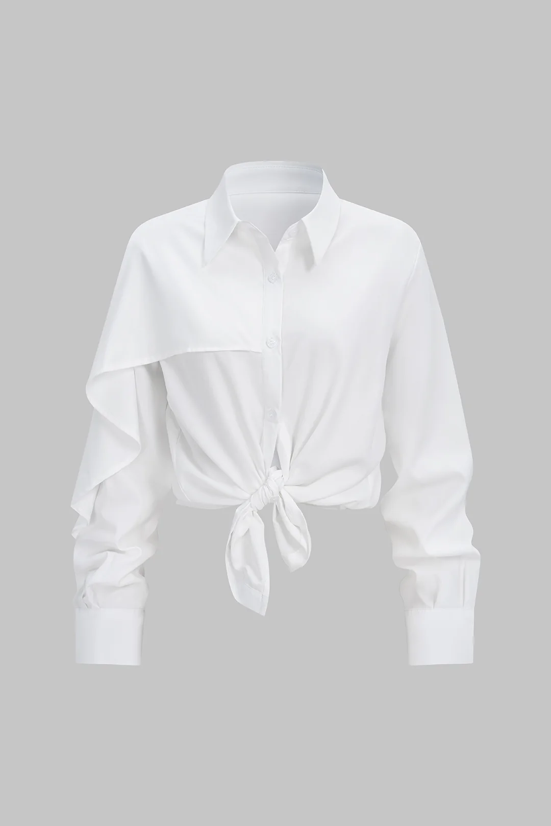 Solid Asymmetrical Long-Sleeve Shirt - Weenar