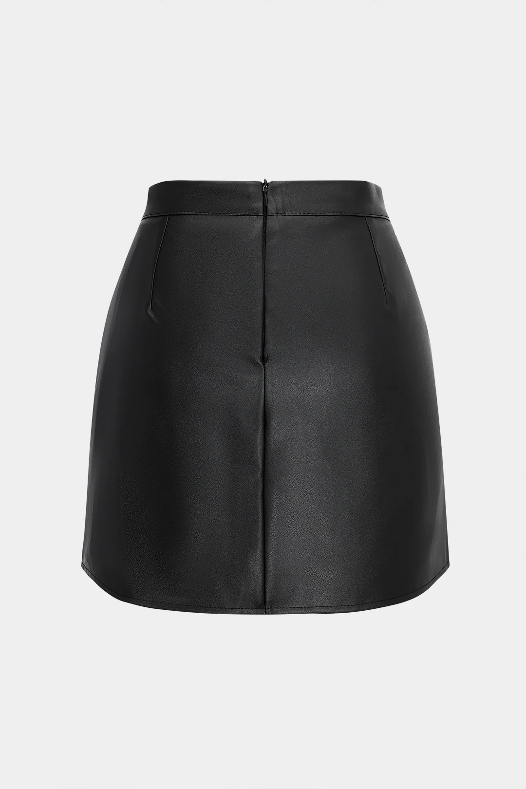 Faux Leather High Waist Ruched Skirt - Weenar