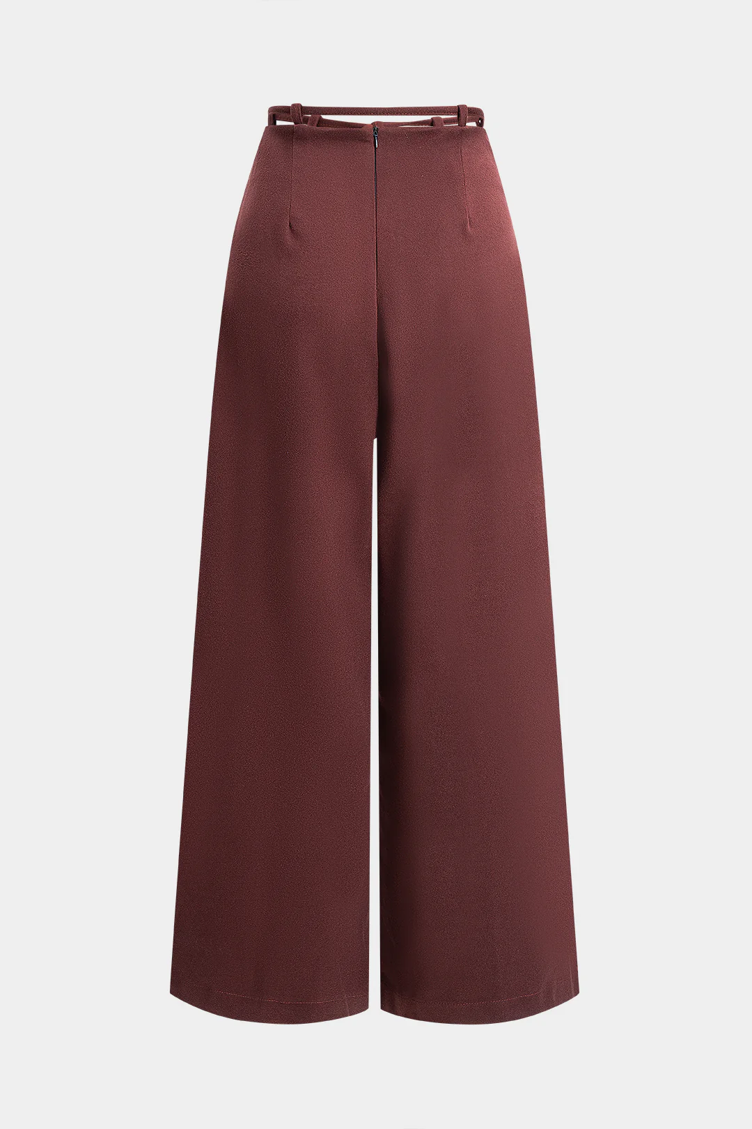 Ruched Tie-Up Zipper Wide Leg Pants - Weenar
