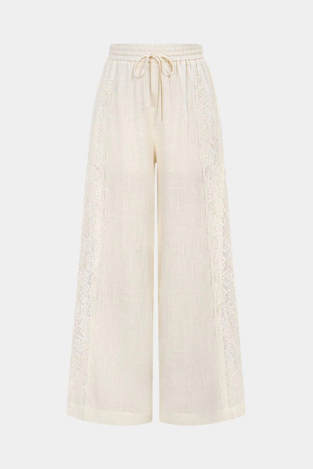 Lace Drawstring Wide Leg Pants - Weenar