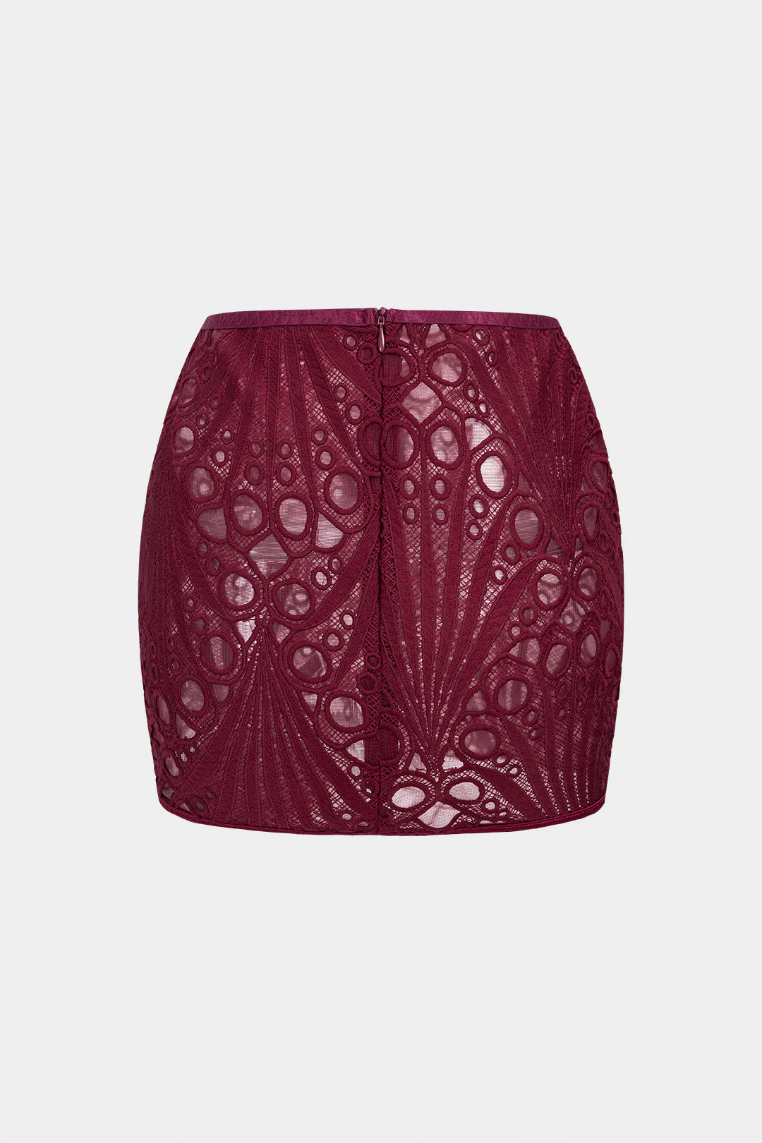 Embroidery Zipper Cut Out Mini Skirt - Weenar