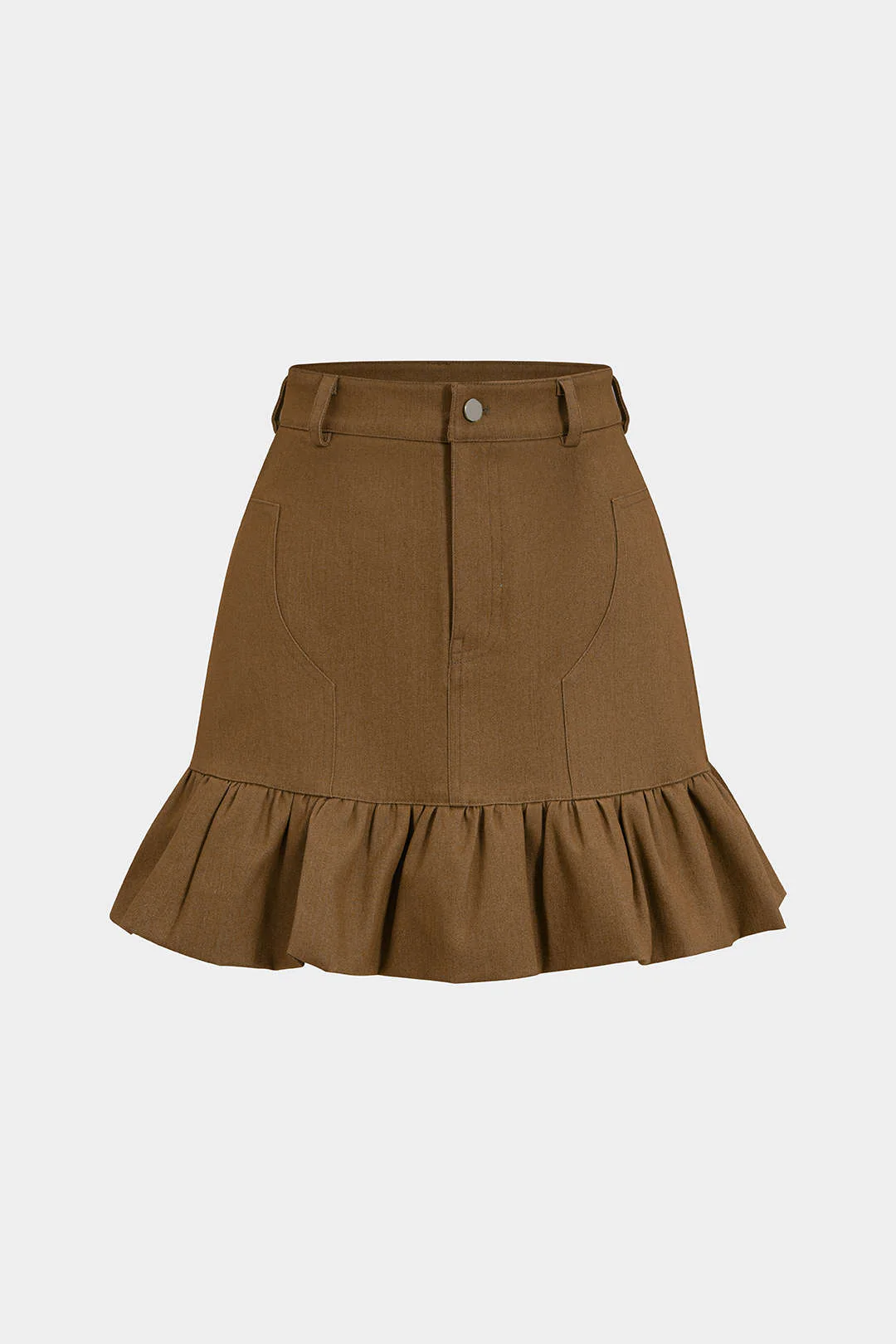 Denim High Waist Ruched Hem Skirt - Weenar