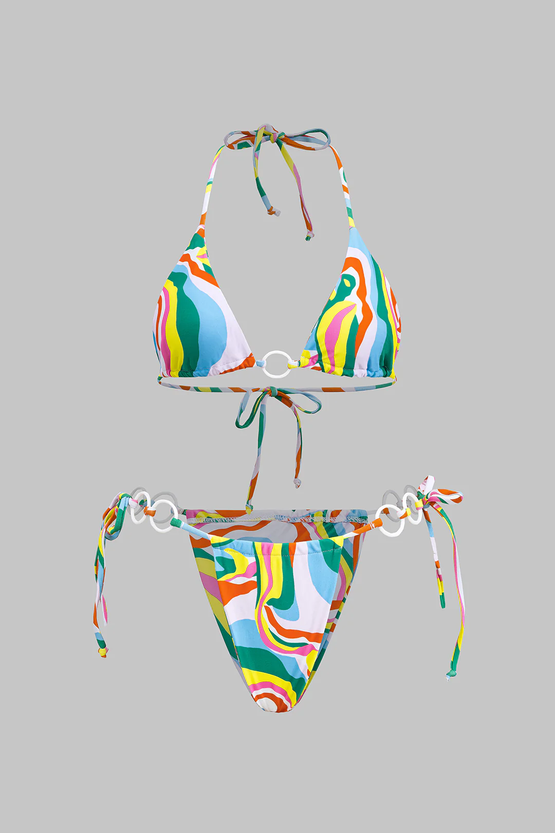 Contrast Print Tie-Up Bikini Set - Weenar