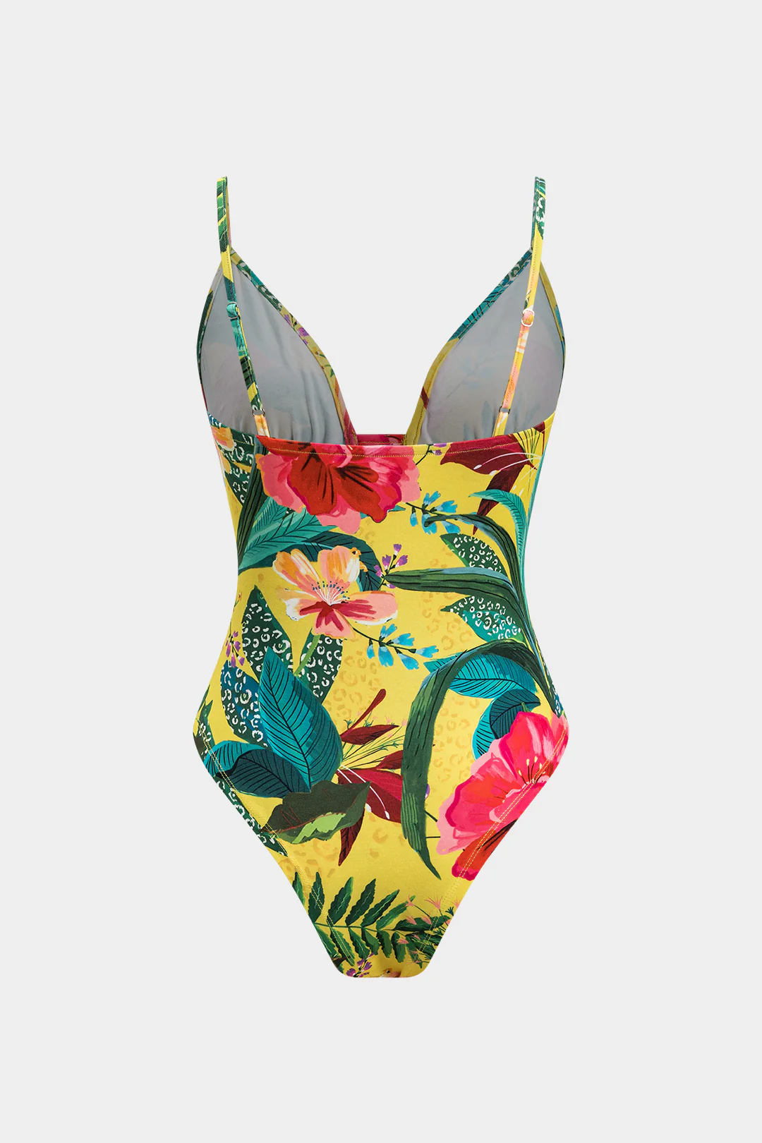 Leaves Print Hollow Out Sleeveless Bodysuit - Weenar