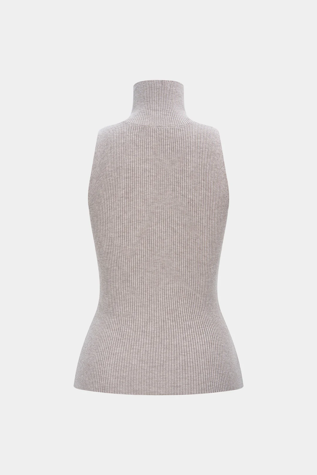 Knit High-Neck Ribbed Tank Top - Weenar