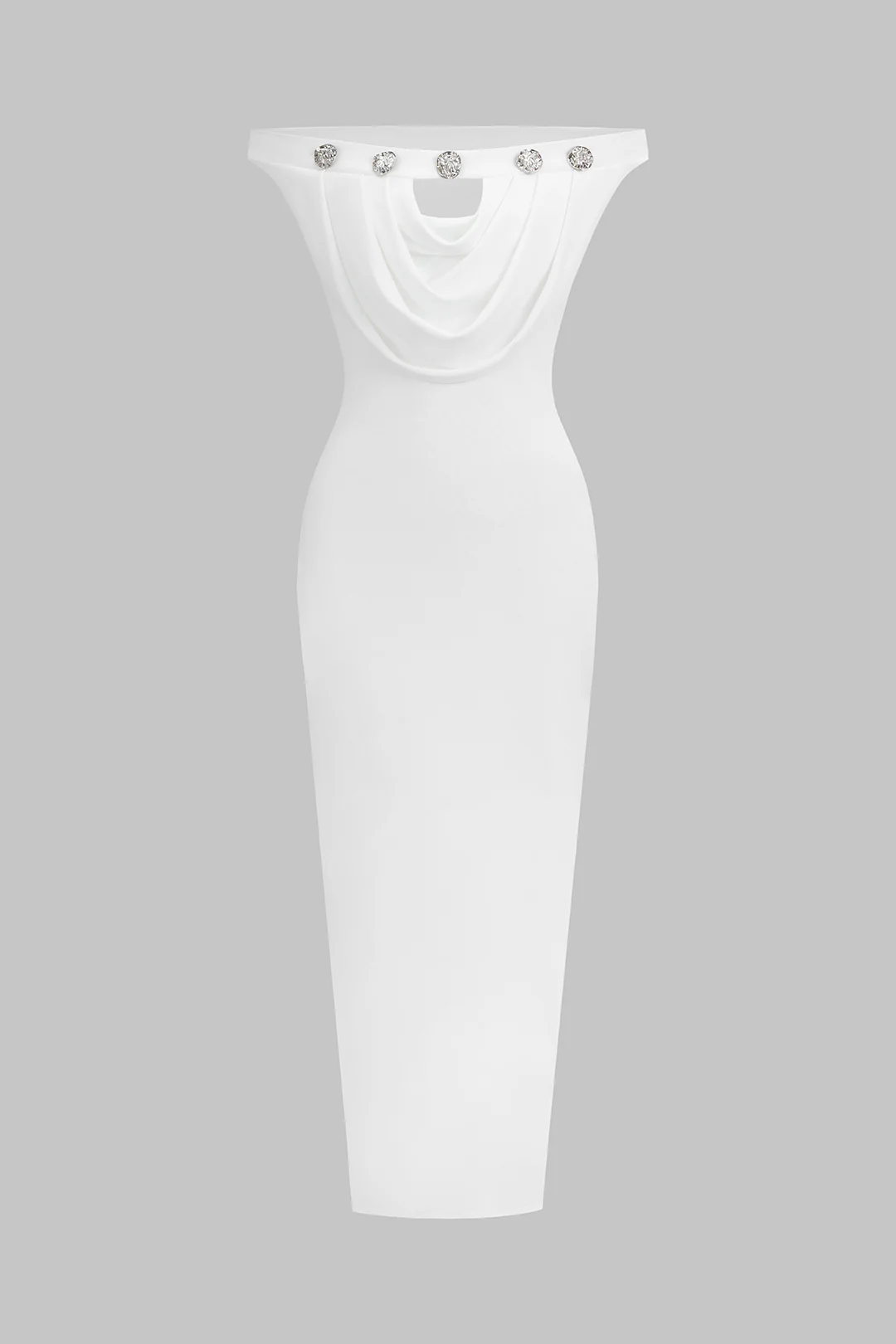 Off-Shoulder Mesh Ruched Sleeveless Maxi Dress - Weenar