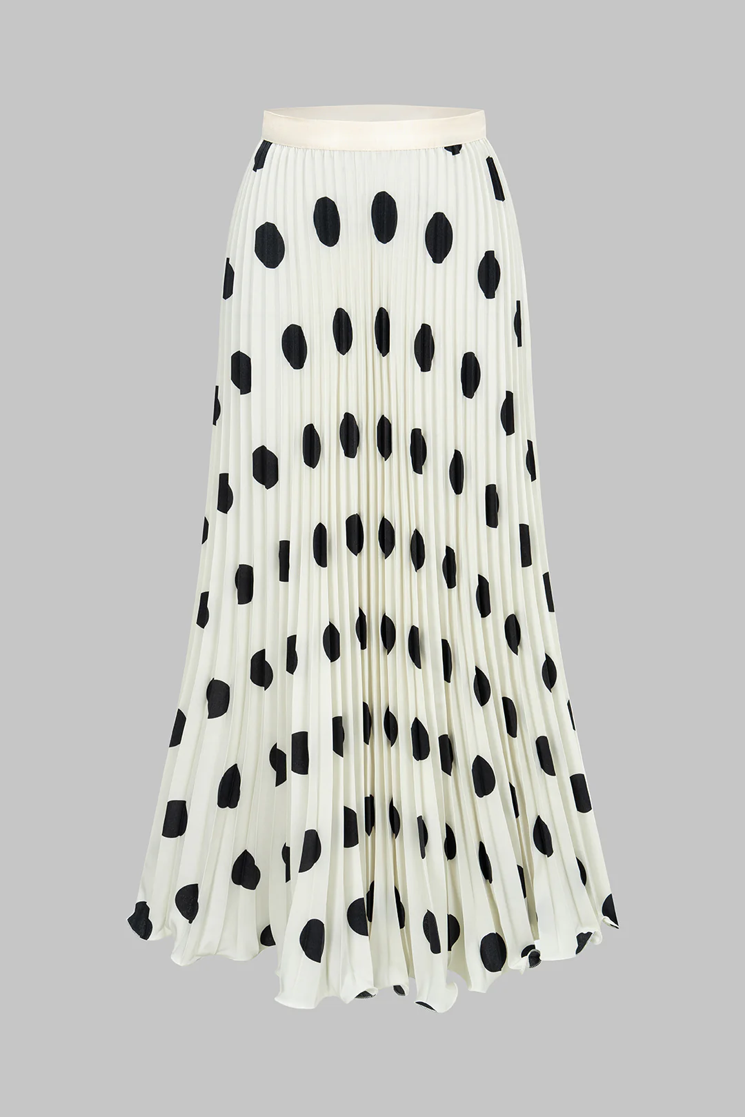 Polka Dots Print Pleated High Waist Skirt - Weenar