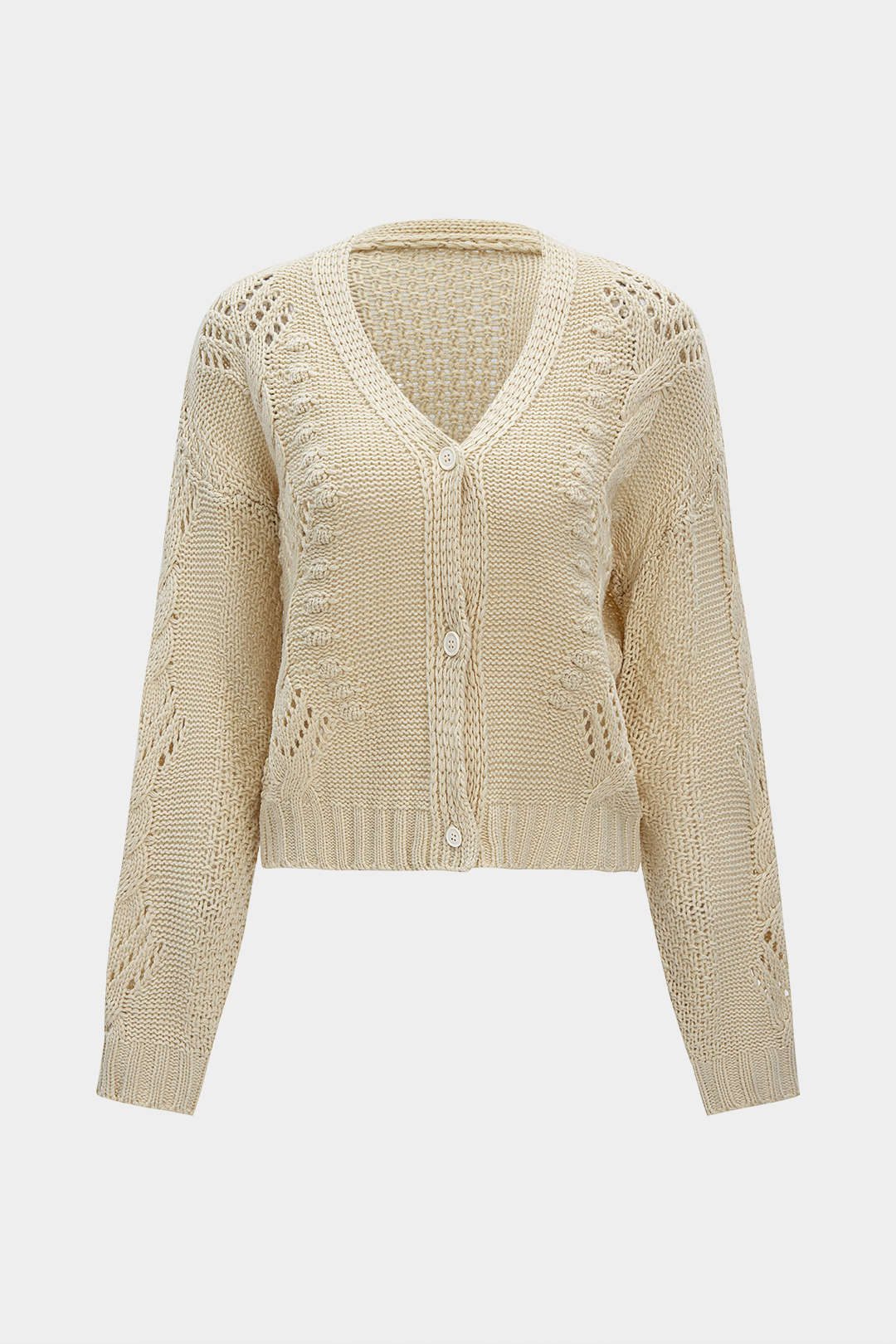 Knit Button Cut Out Cardigan - Weenar