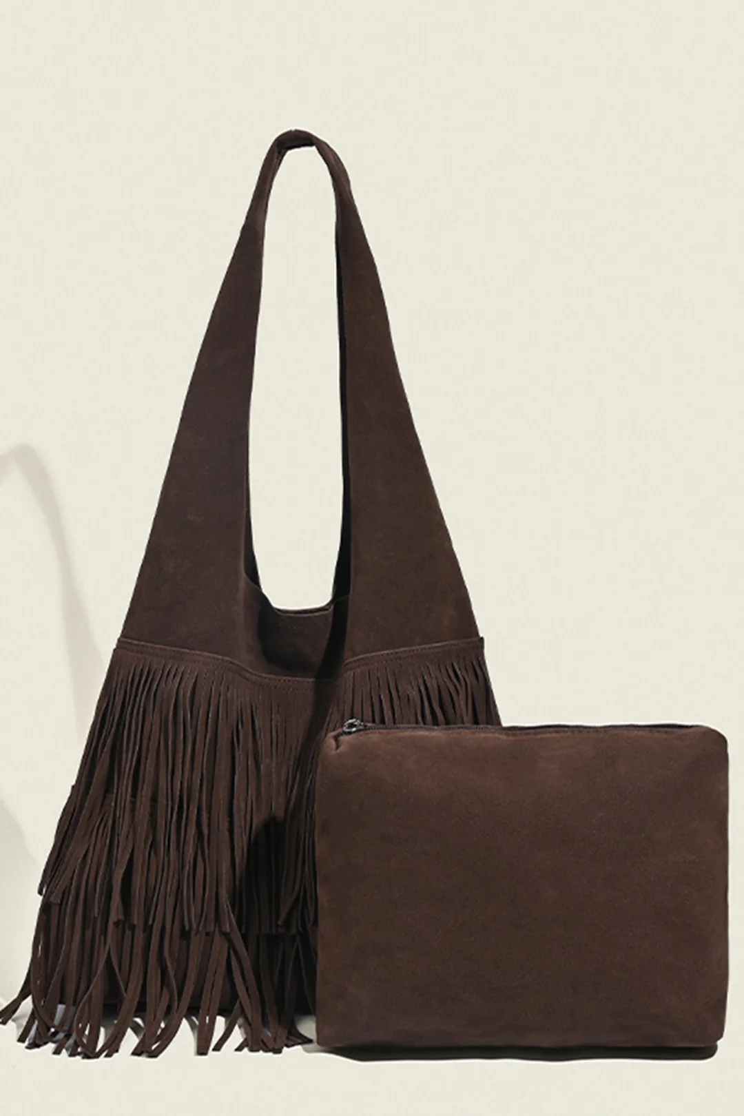 Suede Fringe Large Capacity Shoulder Bag - Weenar
