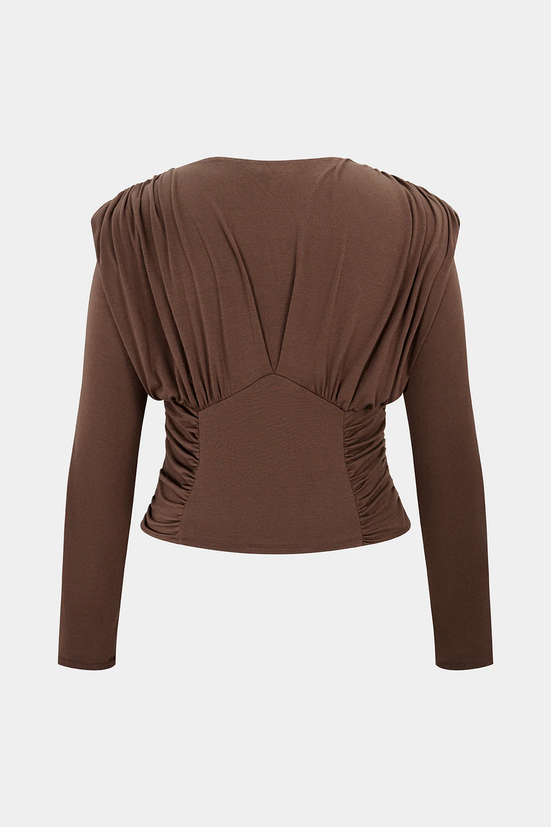 Plus Size Round Neck Ruched Long-Sleeve Top - Weenar