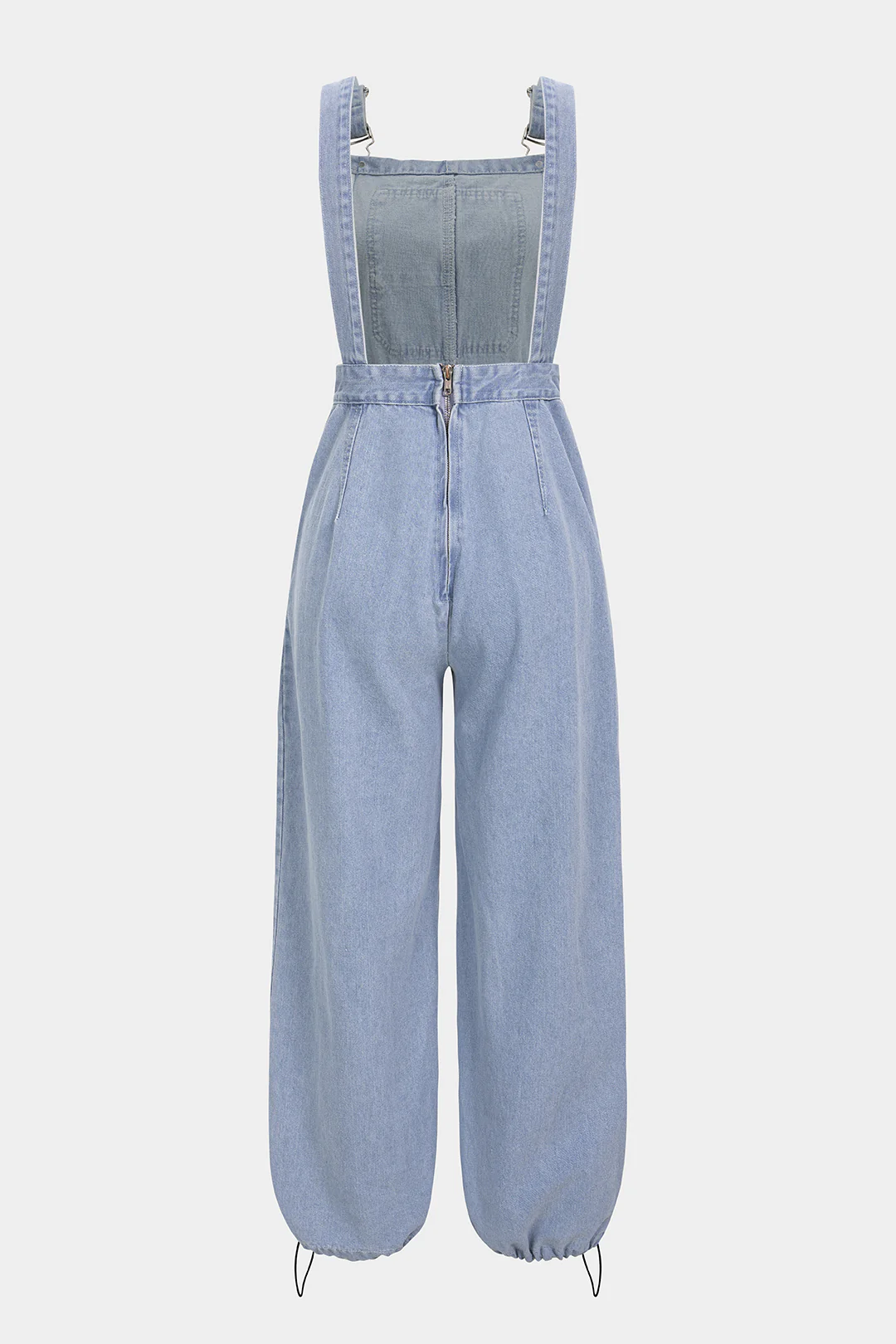 Denim Pocket Drawstring Sleeveless Jumpsuit - Weenar