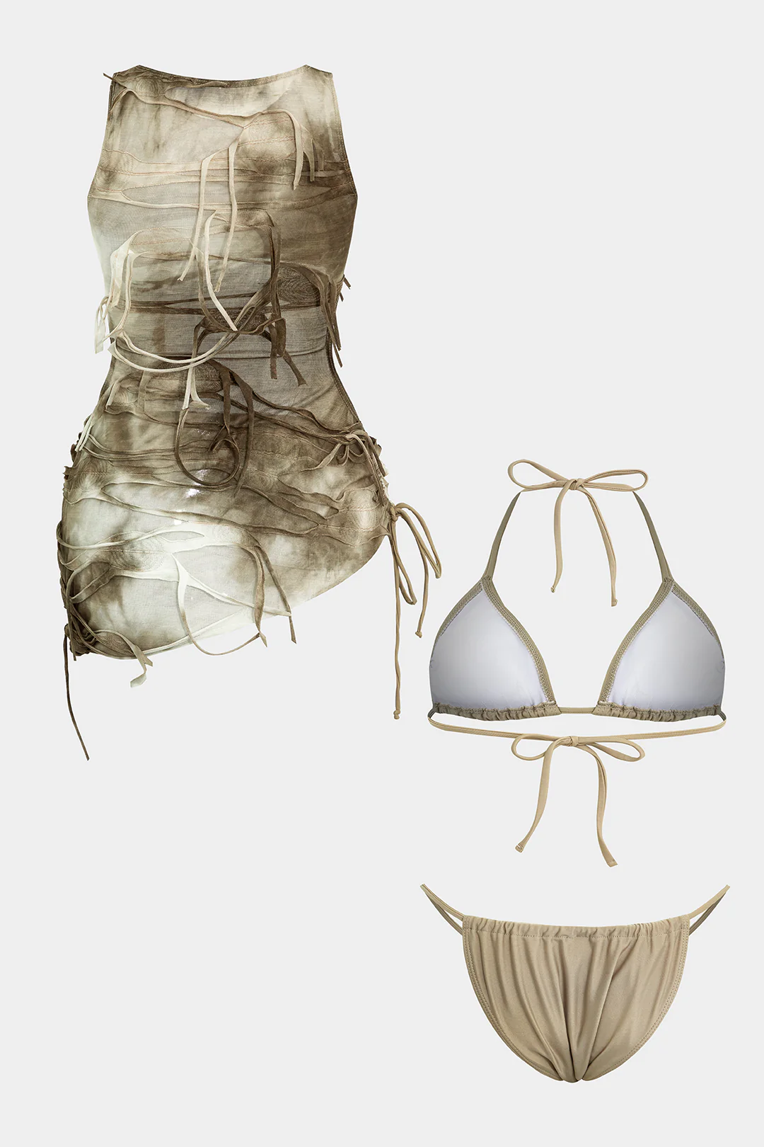 Plus Size Tie Dye Print Three-Pieces Bikini Set - Weenar