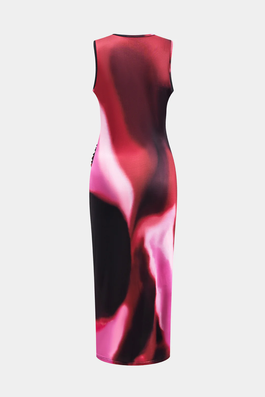 Heart Print Contrast Sleeveless Maxi Dress - Weenar