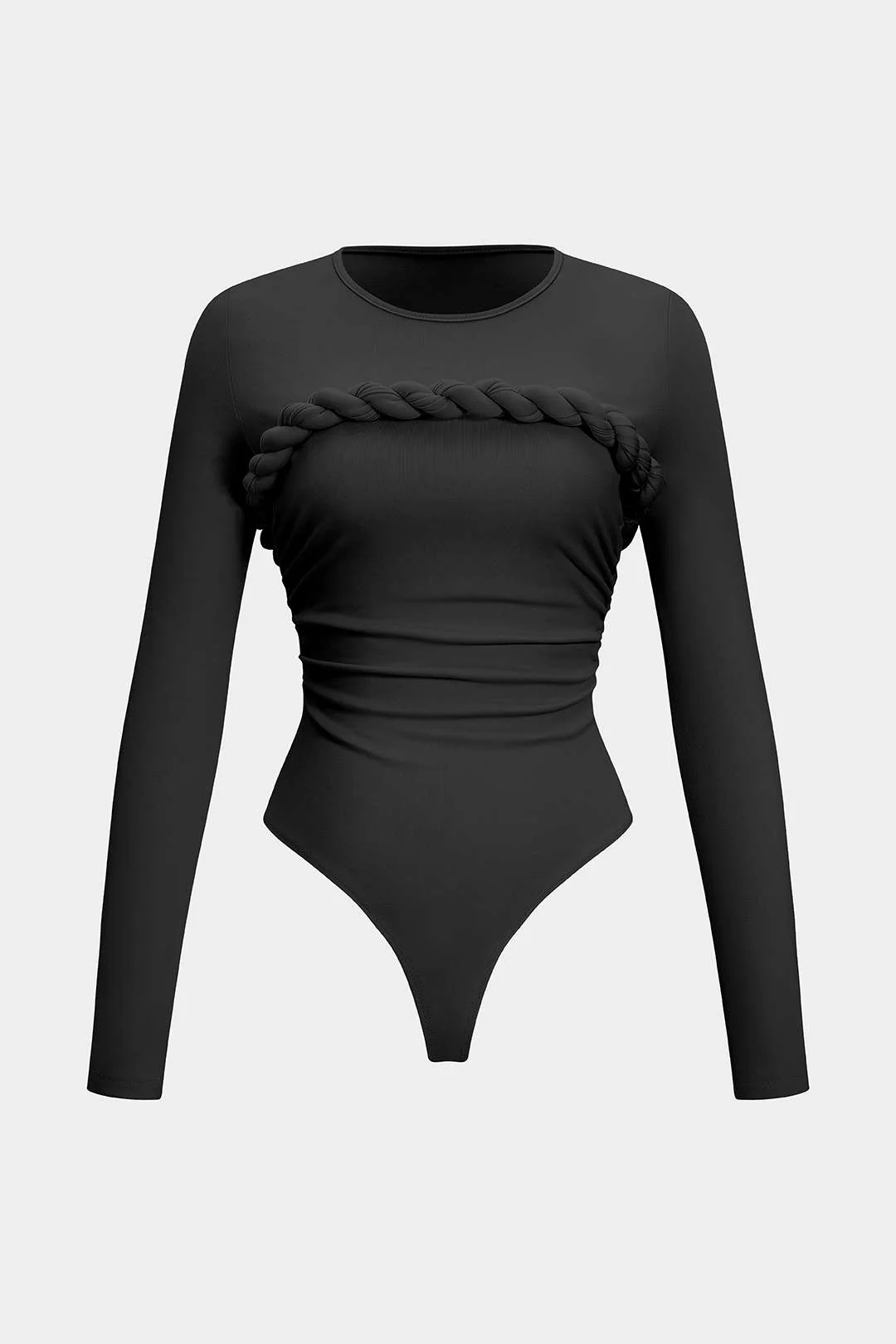 Twist Knot Ruched Long-Sleeve Bodysuit - Weenar