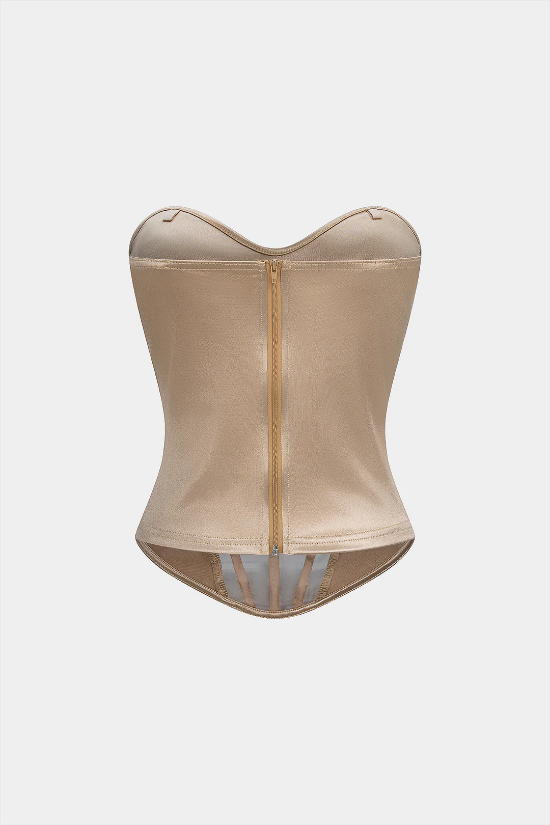 Satin Patchwork Zipper Strapless Tube Top - Weenar